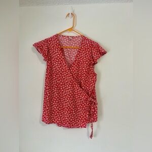 Old Navy Red Floral Blouse